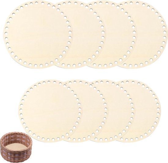 HEMAJI Bottoz Mandbodem, 4 stuks, natuurlijke houten basis voor gehaakte mand, Bottoz, 15 cm/20 cm