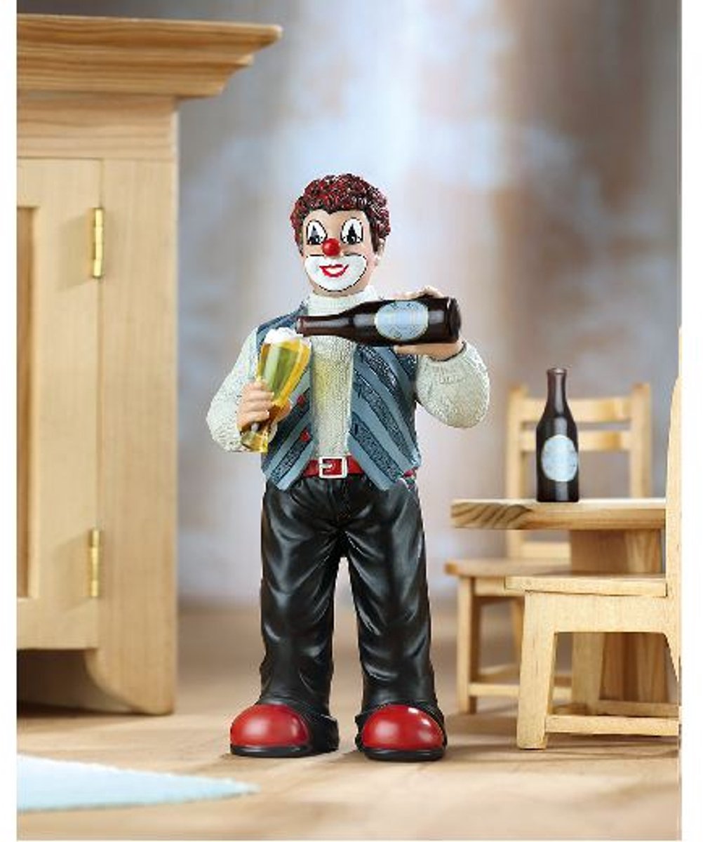 Gilde clowns - Bier drinken - Bier inschenken - 7x15x4 cm - resin handgeschilderd - In cadeauverpakking verzamelaarsobject