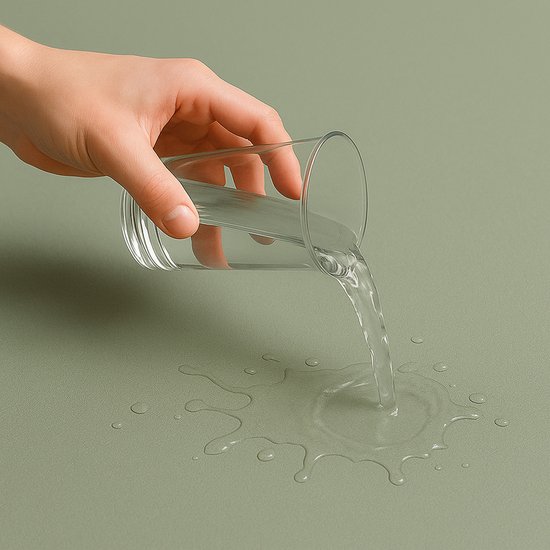 LUVION® Knoeimat Olijf Groen - Ø 100 cm - Waterdicht & Antislip - Ronde mat voor onder de kinderstoel - Makkelijk en snel schoon te maken - Anti Slip van Luvion — afbeelding 3
