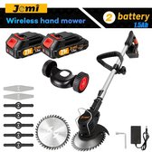 Jemi Draadloze 3-in-1 Grastrimmer & Bosmaaier met 2 Accu’s – Elektrische Accugrastrimmer met Wielen – Oplaadbaar, Lichtgewicht Tuingereedschap – Voor Snoeien & Onkruid Verwijderen
