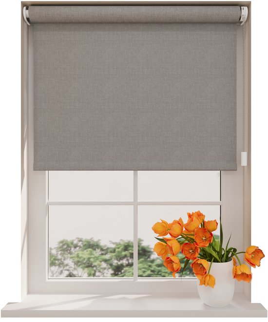 Store enrouleur électrique Easy Texture - Occultant - Gris Clair - 180 x 190 cm - CMD-02-P