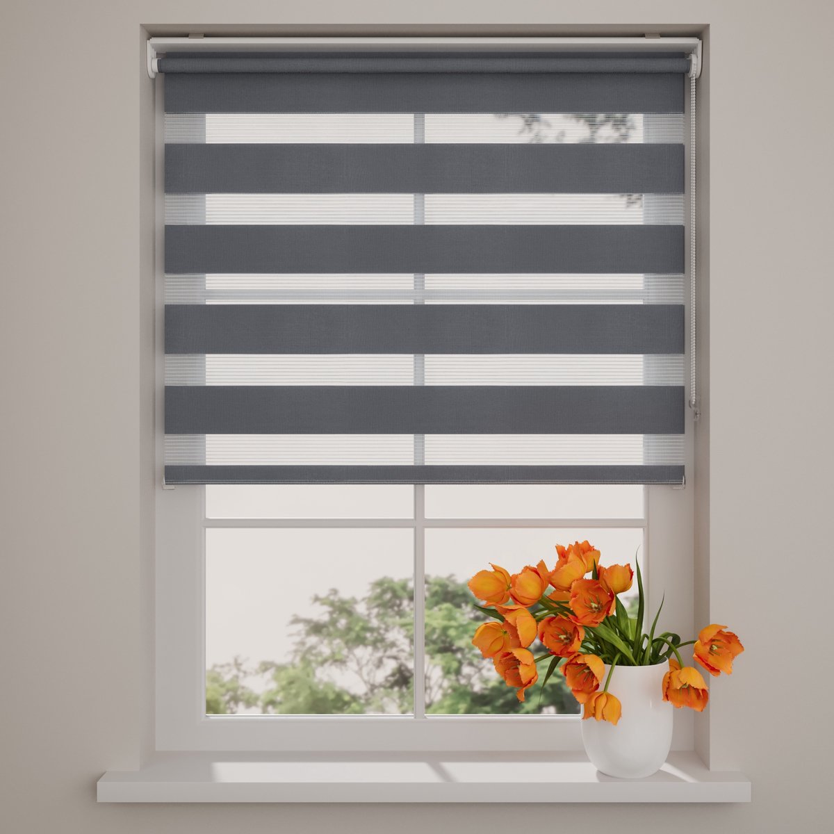 DTCH® Duo rolgordijn - Pure Mini - Lichtdoorlatend - Grijs - 110 x 150 cm - rolgordijn zonder boren