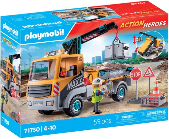 PLAYMOBIL Action Heroes Vrachtwagen met kraan 71750