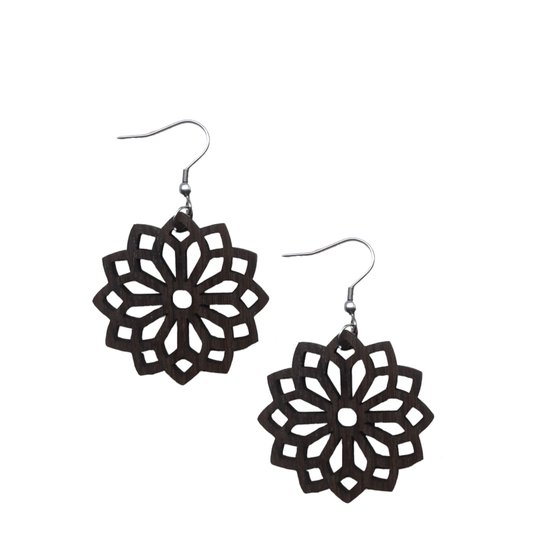 Spirit&Pine - Flora Vita - Boucles d'oreilles en bois - Boucles d'oreilles géométriques à Bloem - Boucles d'oreilles pendantes bohèmes - Style Boho - Chêne fumé
