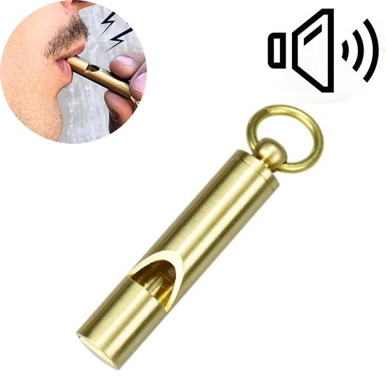 Sifflet - Sifflet d'arbitre - Sifflet de sécurité - Sifflet de survie - Sifflet d'urgence - Équipement de plein air - Cuivre - Laiton - Convient pour appeler à l'aide, camping, sauvetage en plein air, voyages, sports, dressage d'animaux de compagnie