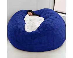 Bean Bag Stoelhoes (Alleen hoes, geen vulling) Oversized Ronde Zachte Pluizige PV Fluweel Wasbare Luie Sofa Dekbedovertrek Woonkamer Slaapkamer Meubelbekleding (Zwart)
