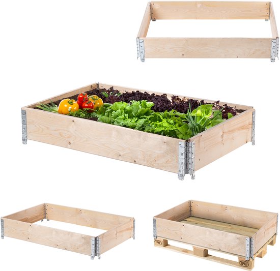 Tectake® Verhoogde Plantenbak Voor De Tuin - Verhoogde Beddenset Palletframe 120 X 80 X 19 Cm Diy Planten Buiten Moestuinbakrand Balkonbak Verhoogde Binnentuin 1 Stuk