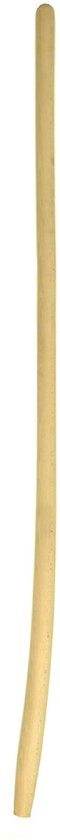 Een lichte, gebogen houten steel van 130 cm voor een schop.