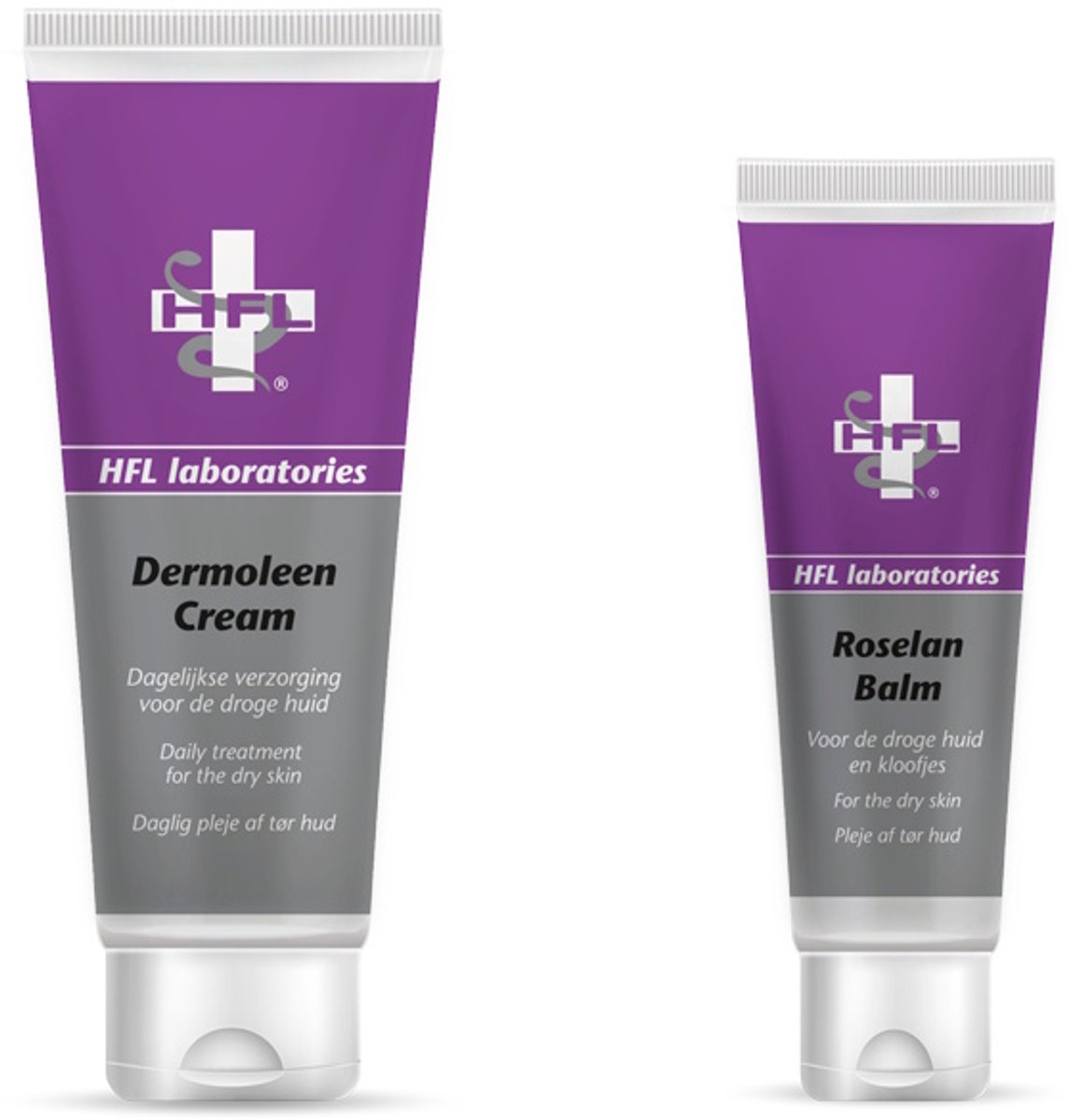 HFL - combipack: roselan balm + dermoleen cream - huid- en voetverzorging - 1x60 ml + 1x125 ml