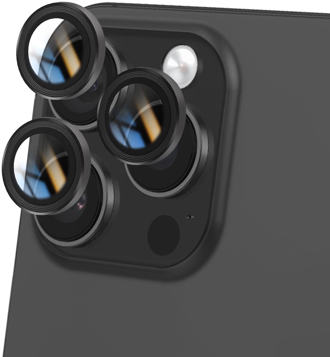 Avizar Cameraglas Geschikt voor Apple iPhone 16 Pro Max hardheid 9H anti-kras, Zwart