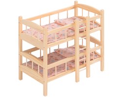 howa Houten Poppen Stapelbed Poppenbedje "miniflowers" incl. 2x Beddengoed 2460