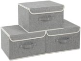 Lot de 3 boîtes de rangement pliables grises Unyqoos® avec poignée pour une utilisation polyvalente