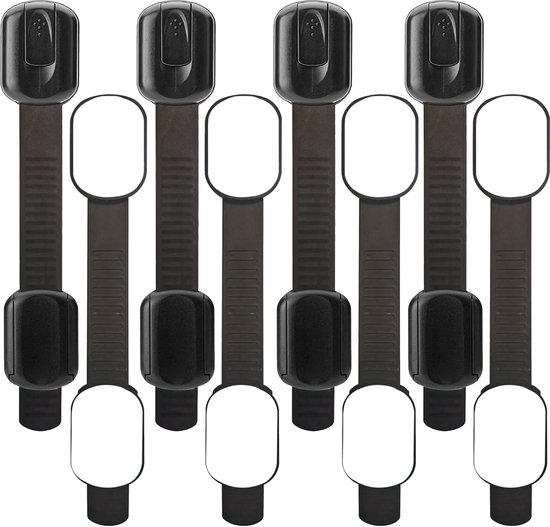 Roegaarden Kinderslot kastjes - kastbeveiliging voor kinderen - Zonder boren - Zwart - 8 Stuks