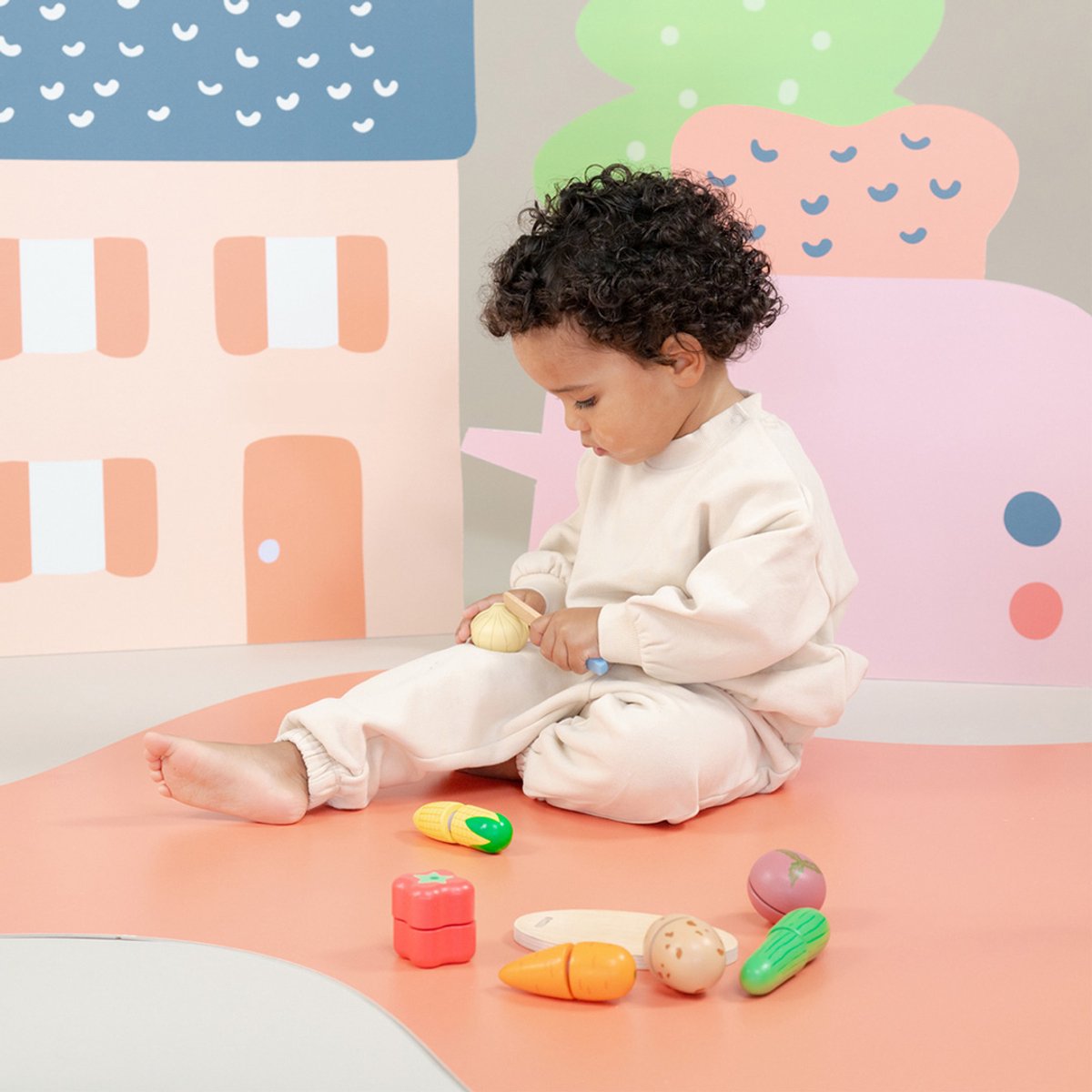 New Classic Toys® Houten Snijset Groente in Opbergdoos - Speelset met Snijplank, Wortel, Paprika, Komkommer - Educatief Speelgoedeten - Rollenspel Keukenspeelgoed - Vanaf 24 Maanden — afbeelding 5
