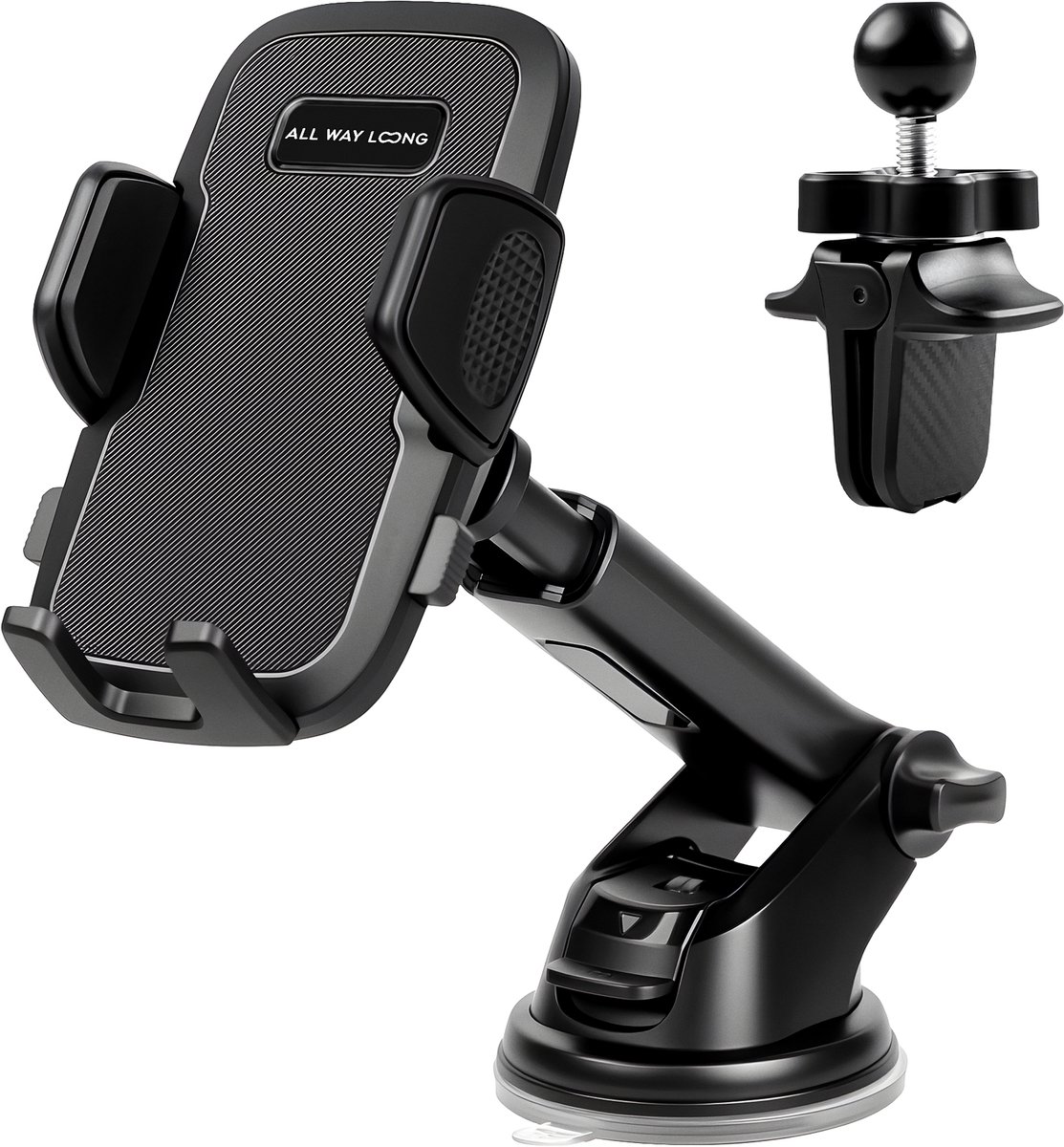 Telefoonhouders Auto met Zuignap - 3 in 1 Autohouder voor Dashboard, Voorruit & Ventilatie - Mobiel Houder Auto - GSM Houder Auto - Universeel en Verstelbaar - Zwart