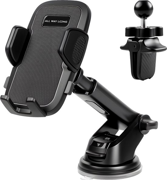 Telefoonhouders Auto met Zuignap - 3 in 1 Autohouder voor Dashboard, Voorruit & Ventilatie - Mobiel Houder Auto - GSM Houder Auto - Universeel en Verstelbaar - Zwart