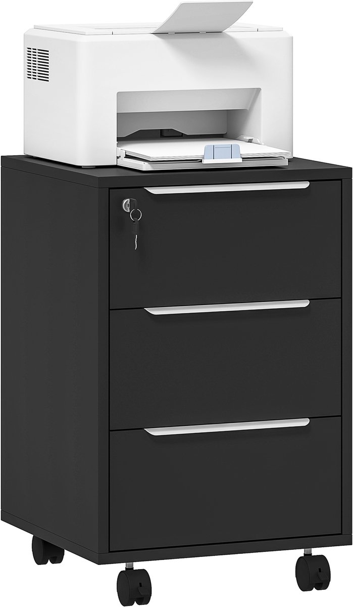HOMCOM-Archiefkast-40x40x63,5cm-Bewerkt hout-Zwart