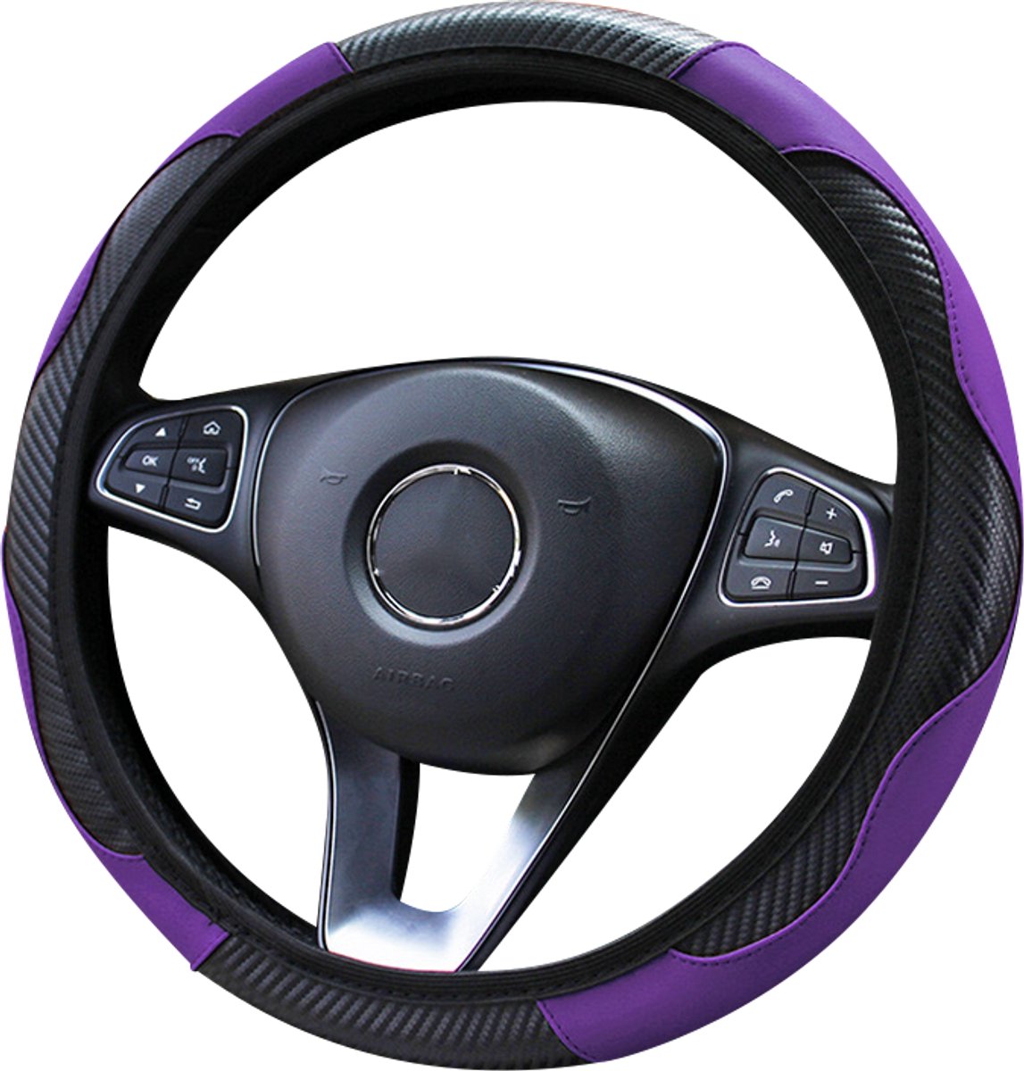 Stuurhoes Auto 37-38 cm - Paars Carbon Look - Kasey Products