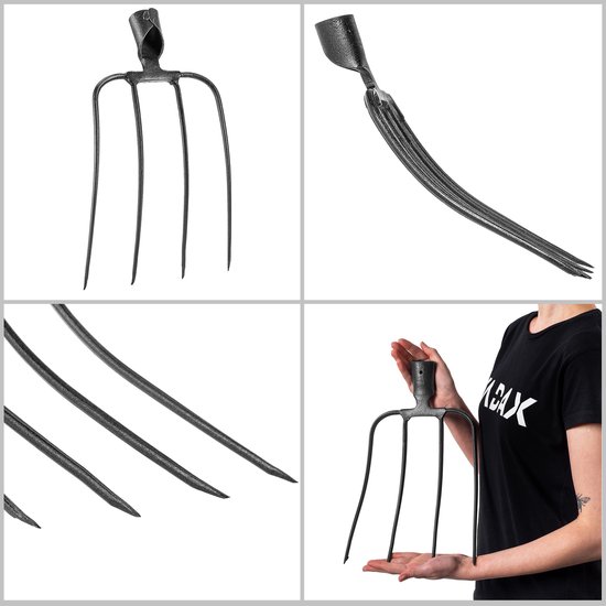 KADAX Steenvork zonder steel, aardappelvork van staal, raapvork, draadvork, aardappelvork, spatvork, mestvork, hooivork, grafvork (zwart 4 tanden) van KADAX — afbeelding 3