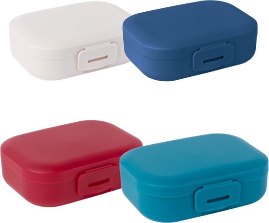 Set de 4 boîtes à goûter - 4 x 165 ml - Couleurs Mix - Sans BPA - Avec fermeture à clip - Boîtes à goûter - Pots à biscuits - 109 x 80 x 37 mm