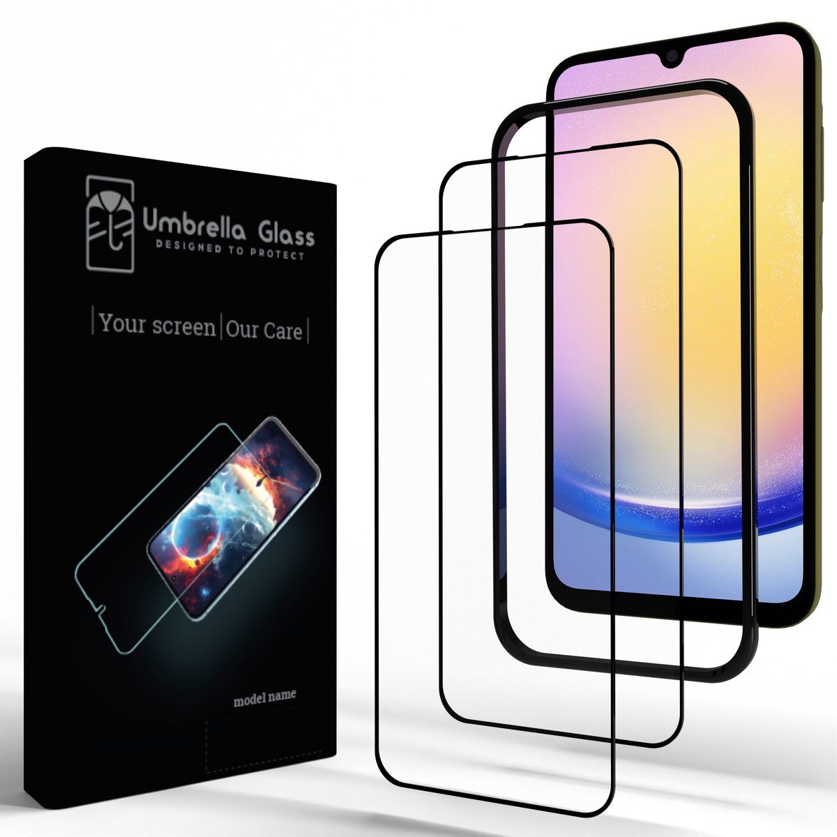 Screenprotector Glas - Geschikt voor Samsung S25 Plus - 2.5D Full Cover | Umbrella Glass