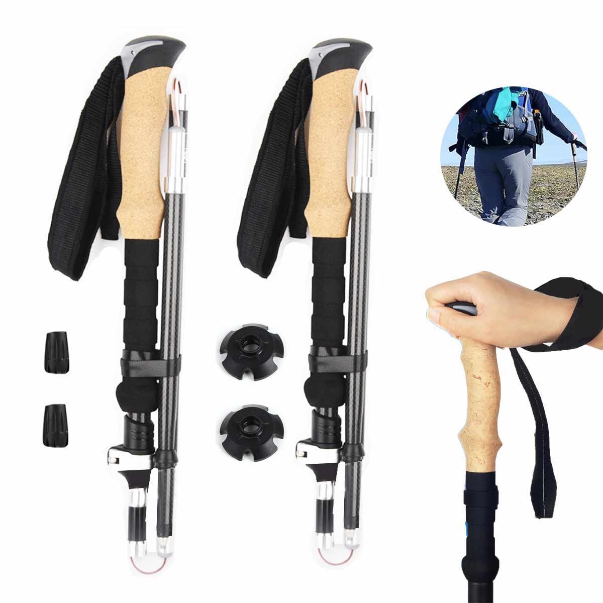 Meedeer Opvouwbare wandelstok set voor Dames en Heren-2stuks Inklapbare Wandelstokken-Trekkingstokken-Pro Nordic Walking-Telescopische Wandelstok voor Trekking-7075 Aluminium wandelstok-115-135 cm Verstelbare Trekkingstok-voor wandelen