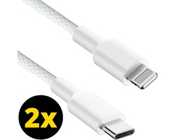2x Oplader kabel geschikt voor iPhone - Kabel geschikt voor lightning - USB C kabel - Lader kabel - Gevlochten