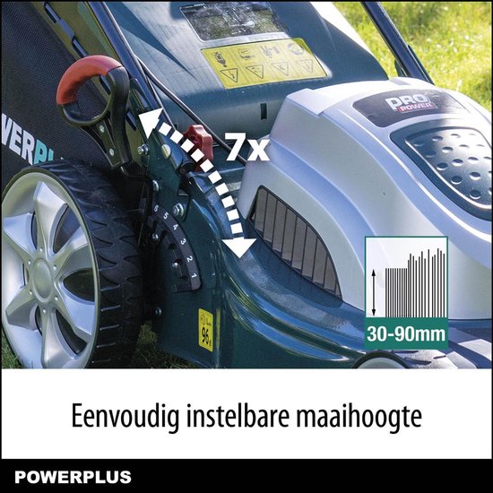 Powerplus POWPG10240 Grasmaaier - 1800 W - 46 cm maaibreedte - Instelbare maaihoogte: 30-90 mm van Powerplus — afbeelding 2