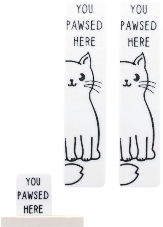 Boekenlegger - bladwijzer - bookmark - kat pawsed here 2 stuks