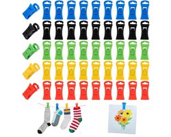 50 stuks - Sokkenklemmen voor wasgoed - Antislip wasknijpers - Waslijnknijpers, 5 kleuren - zwart, rood, geel, blauw, groen 2,8 cm