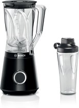 Bosch VitaPower Serie | 4 blender, MMB6177S, direct blenden in ToGo-fles, ProPerformance-systeem, 1200 Watt, ThermoSafe glazen blenderkan, 2 snelheden en pulse functie, zilver