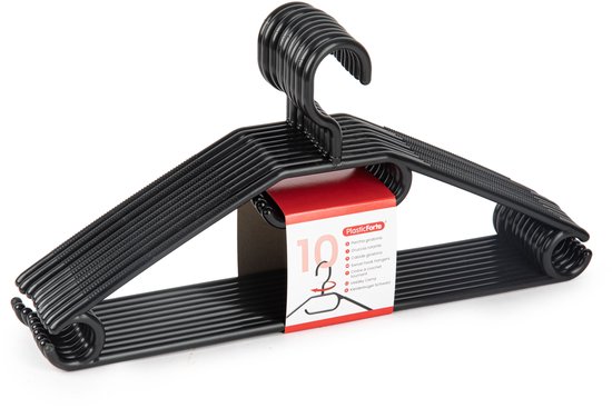 40 Cintres Noirs SEVEN4-UK - Plastique Antidérapant - Gain De Place Pour Dressing
