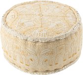 MOCOFO Ongevulde Ronde Poef Covers Boho Kleurrijke Geometrische Ottomaanse Poef Cover met Handvat Ontwerp, Decoratie Voetbank voor Woonkamer, Slaapkamer, Patio (Rood, 45x45x20cm