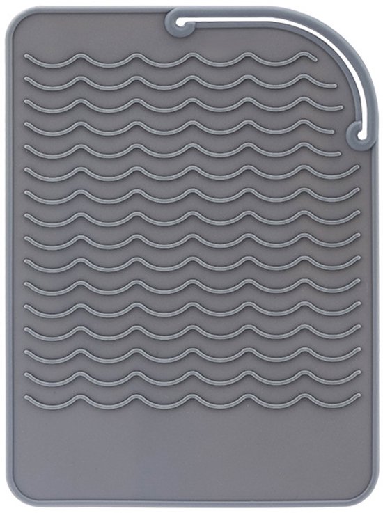 Siliconen hittebestendige pads - Hittebestendige pads voor krultangen, stijltangen en stijltangen Haartools - Hittebestendige pads voor stijltangen - Siliconen beschermpads - Voor thuis, kapsalon - Grijs - 8,5" x 6,3"