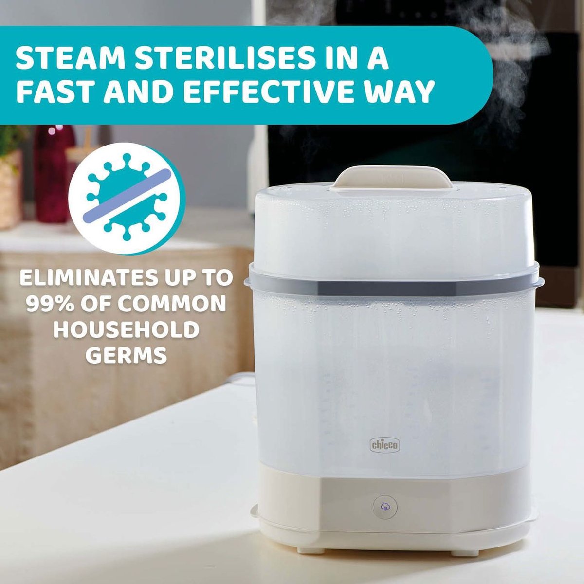 Chicco SterilNatural 3-in-1 Sterilisator - Steriliseert in 5 Minuten met Stoom | Tot 6 Flessen | 0m+ — cadeau in Cadeau-ideeën - foto 3