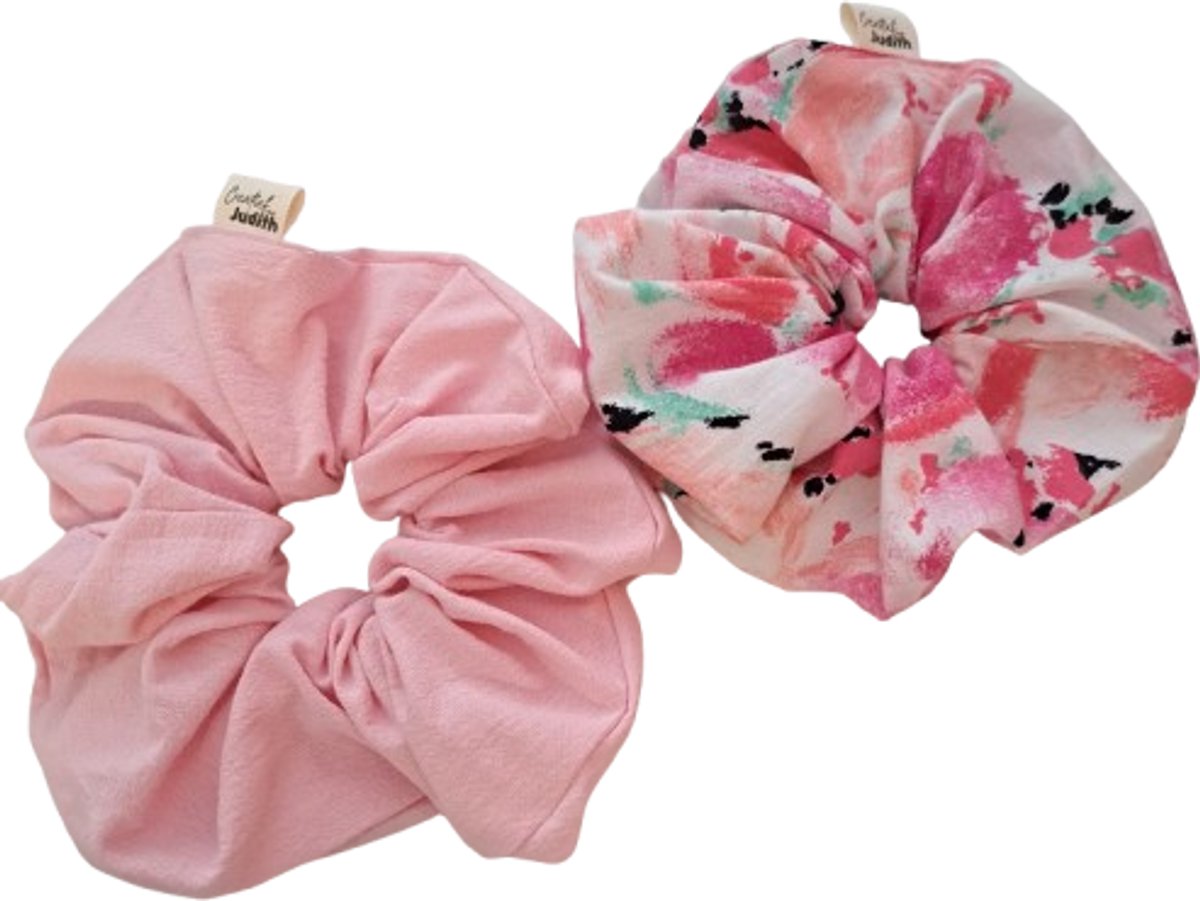 Scrunchie XL - 2 stuks - Haaraccessoire - Haarelastiek - Handgemaakt - Cadeau voor Vrouwen - Haarwokkel - Musthave - roze