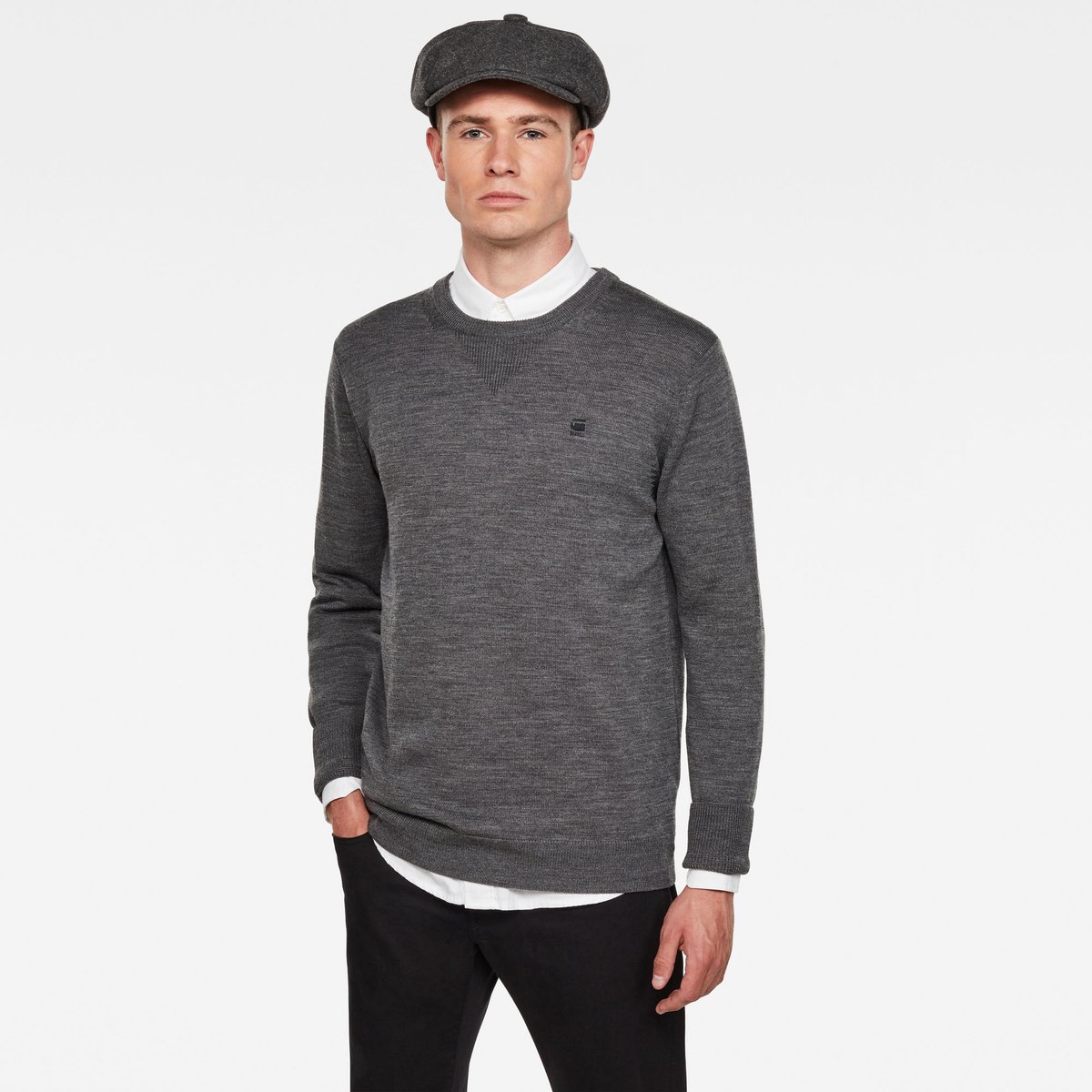 G-Star Premium Basic Knit r ls Heren Truien Grijs