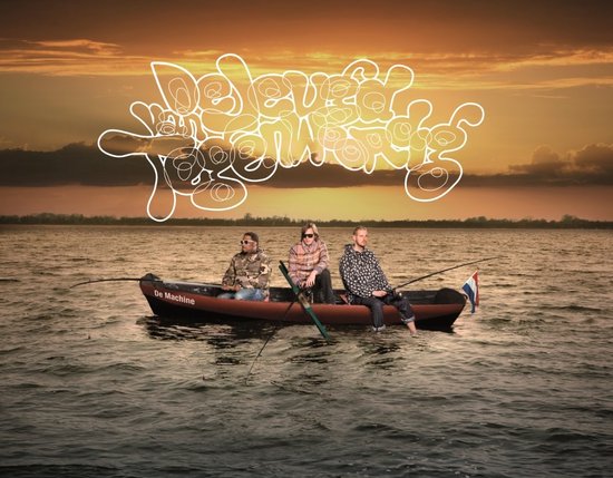 Drie mannen in een bootje met de tekst 'De Jeugd Van Tegenwoordig' erboven.