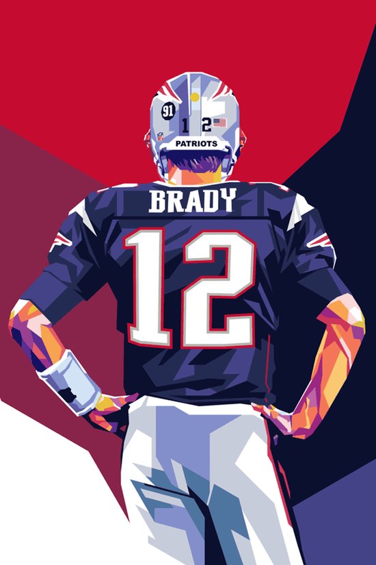 Tom Brady Poster - New England Patriots - American Football - Super Bowl - Sport - Pop Art - posters - formaat 70x100cm - Wanddecoratie - L1693