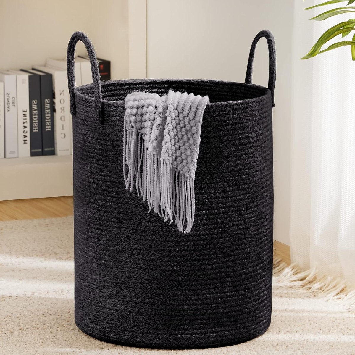 Foldable Large Laundry Basket - 38 x 50 cm (W x H) - Black