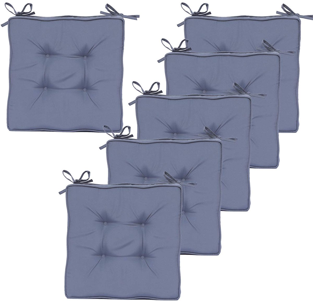 Ibenzoa® Comfortabele Vierkante Stoelkussenset voor Binnen en Buiten, Set van 6, Lichtgrijs