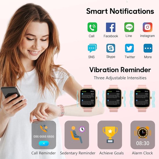 HUAKUA Stappenteller horloge (geen Bluetooth, geen app) 1,46 inch touchscreen smart watch fitness tracker stappenteller horloge met stappentracker, calorieëntracker, slaapmonitor, wekker, waterdicht