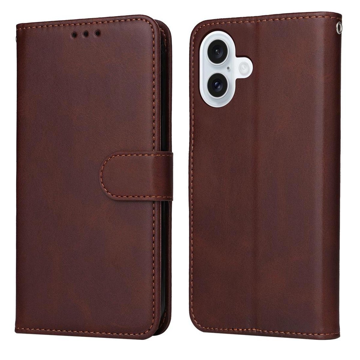 Mobigear Telefoonhoesje geschikt voor Apple iPhone 17 Hoesje | Mobigear Wallet Bookcase Portemonnee | Pasjeshouder voor 3 Pasjes | Telefoonhoesje voor Pinpas / OV Kaart / Rijbewijs - Bruin