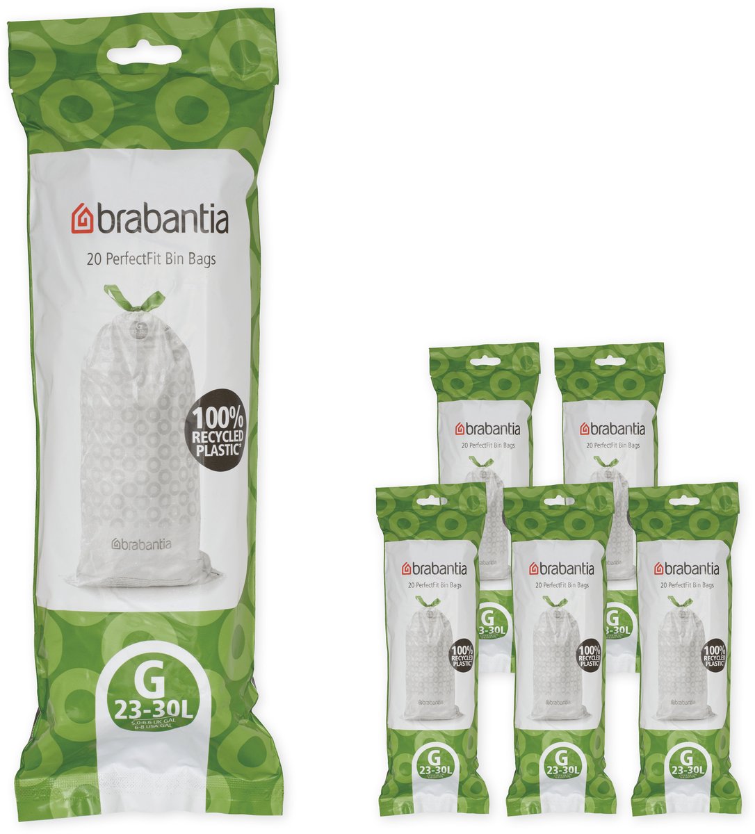 Goedkoopste Brabantia PerfectFit Vuilniszakken - 30 l - Code G - 6 rollen x 20 stuks