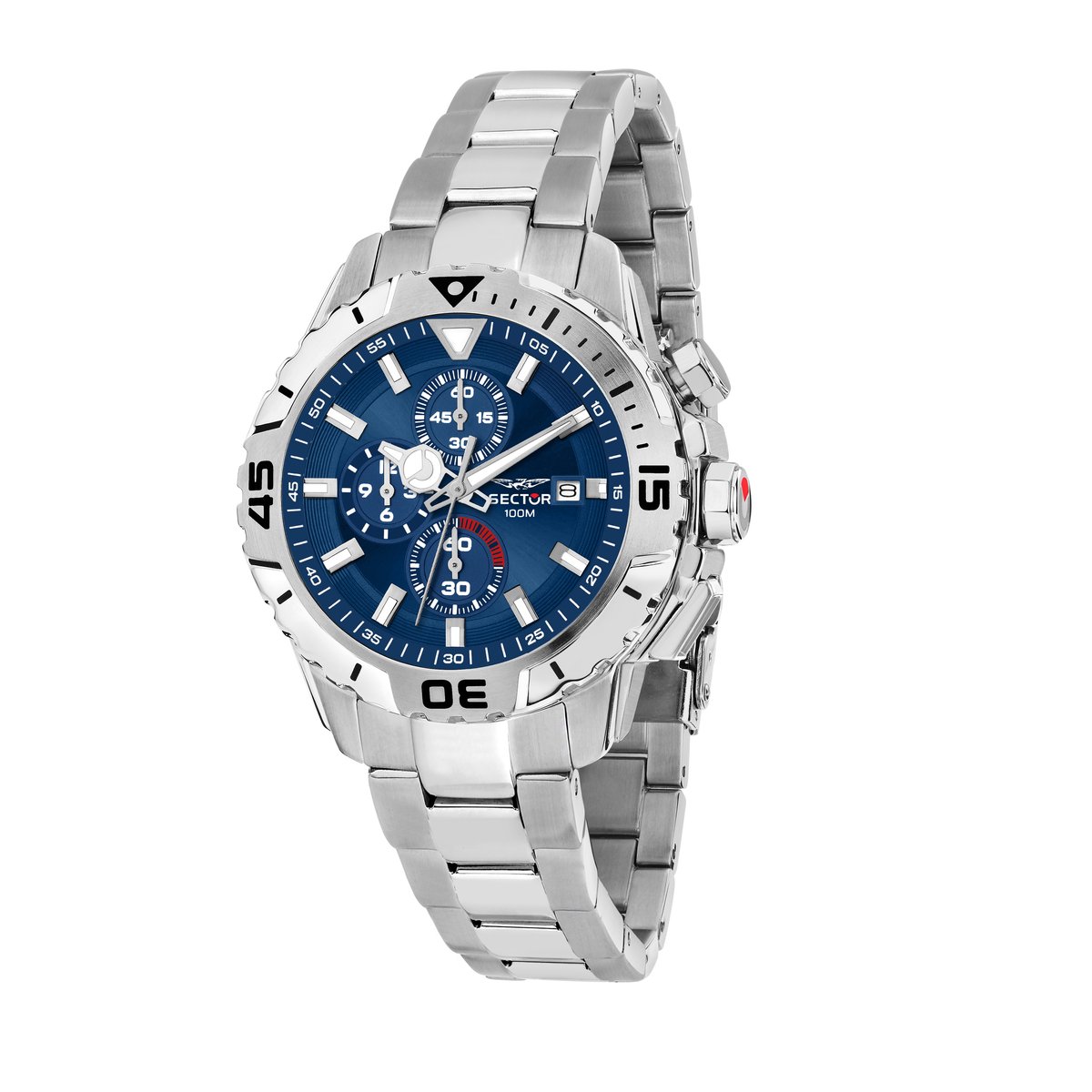 Sector - heren - horloge -watch - R3273735003 - chronograaf - zilverkleurig - rvs- blauw - 43 MM