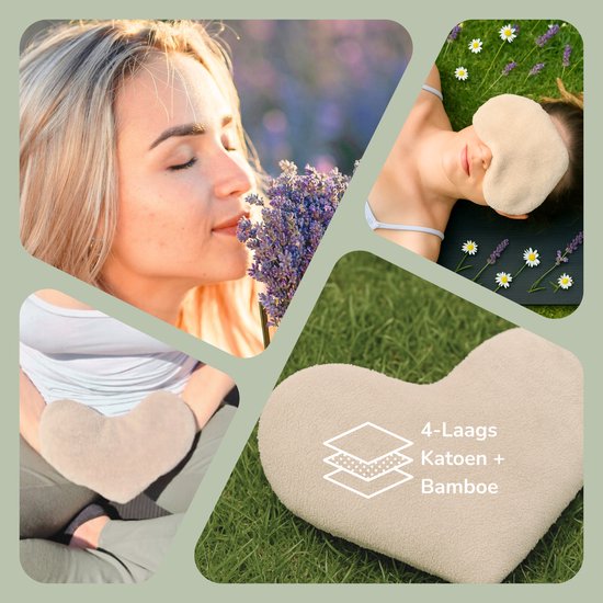 COHOSO® Oogkussen - Eucalyptus + Munt - Verzwaard 222gram - Warm & Koud Oogmasker - Hartvorm - Teddy - Nederlandse productie van Merkloos — afbeelding 3