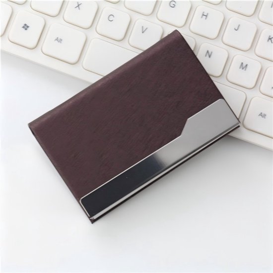 Roestvrij staal Bank ID Kaarthouder Case Box met 6 PVC Slots Pocket