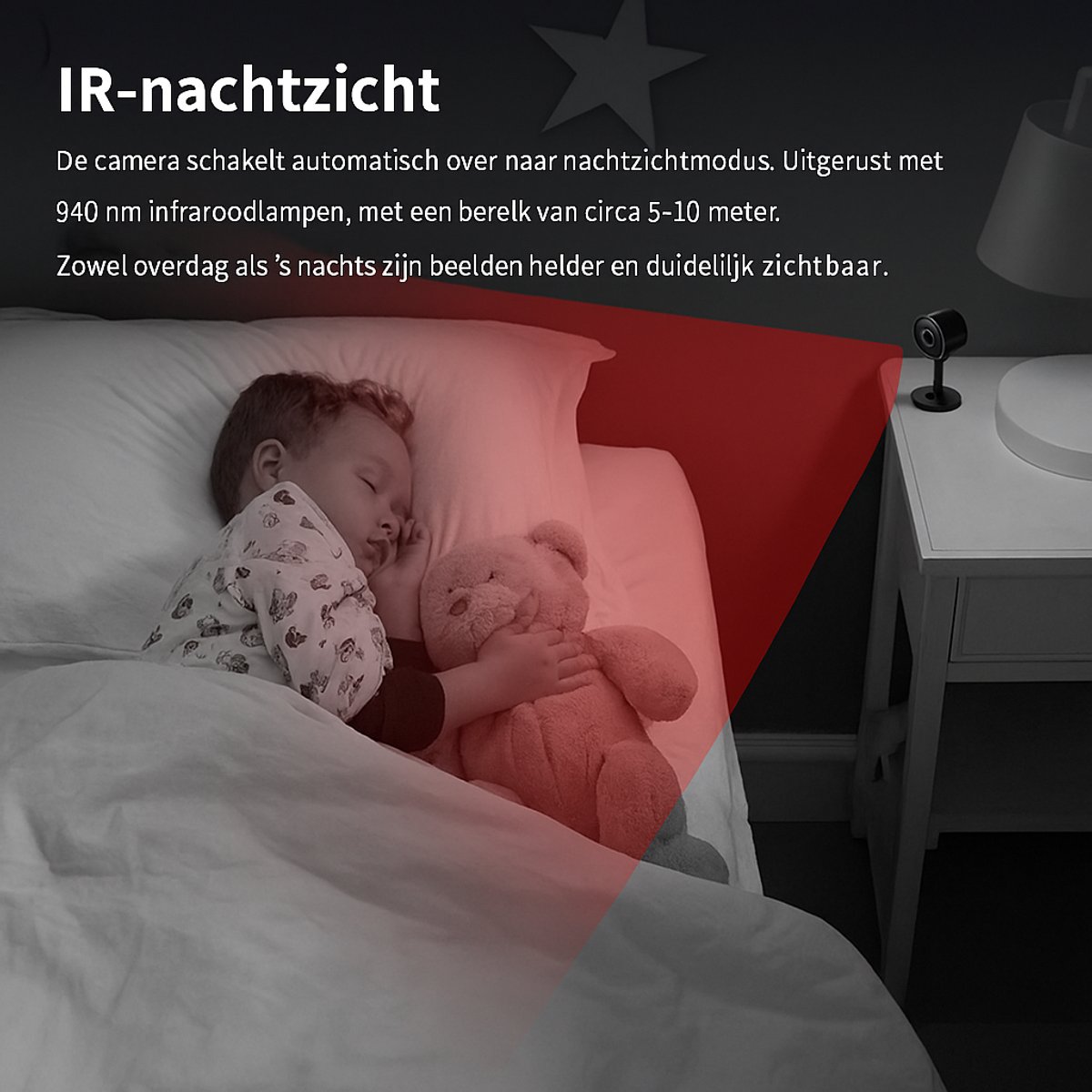 Narvie C1 Beveiligingscamera – 1080P HD IP Camera – Wifi – Nachtzicht – Bewegingsdetectie – Binnen/Buiten – foto 2
