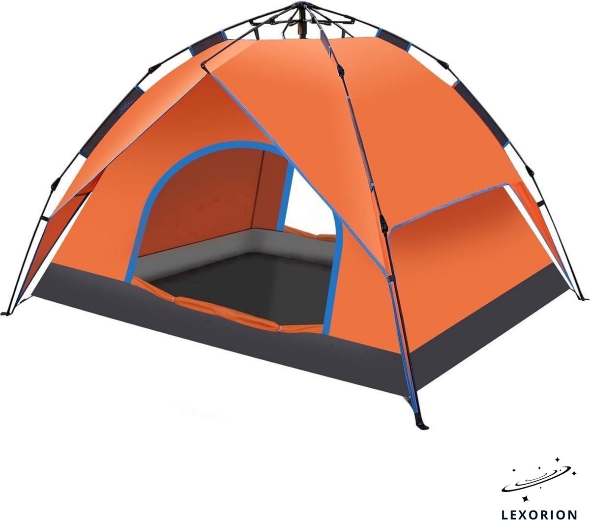 Lexorion Pop-up Tent 2-3 Personen – Waterafstotend Automatische Kampeertent en Pop-up Tent – Snel Opzetbaar in 1 Minuut – Festival, Strand & Outdoor – 210D Oxford – Inclusief Draagtas & Muggengaas - Oranje