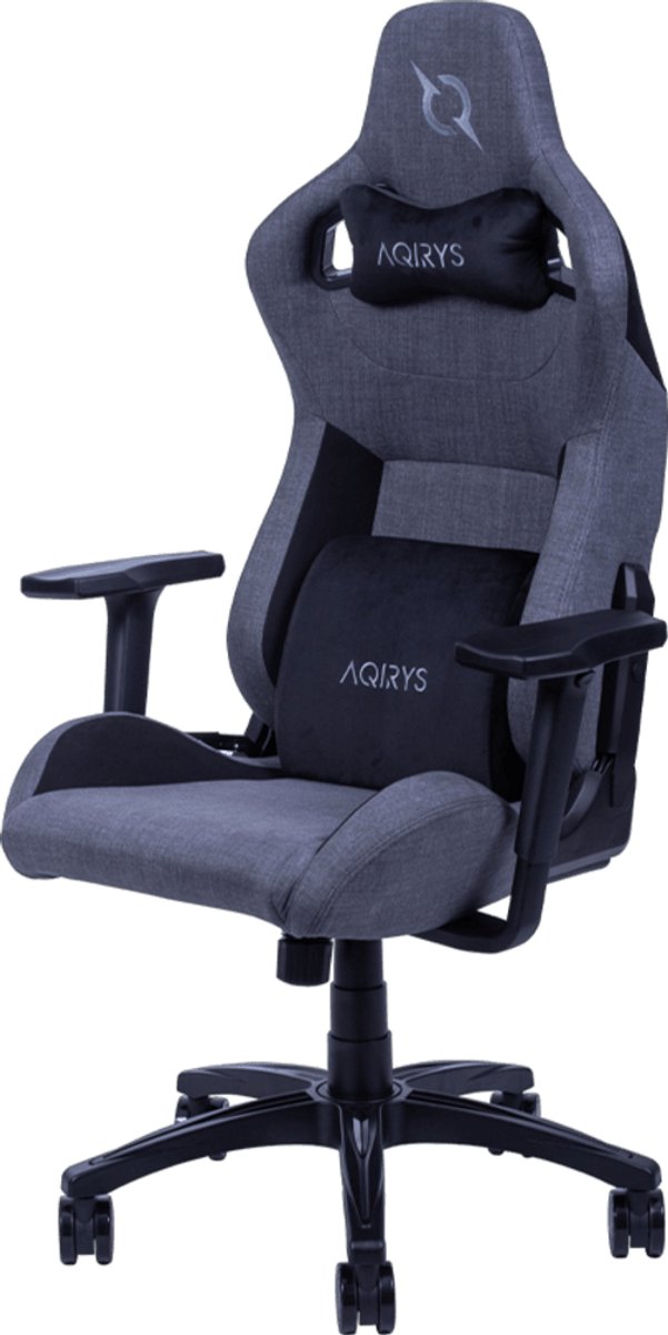AQIRYS Fenrir Gamingstoel – Ergonomische Bureaustoel – 4D Armleuningen – Verstelbaar tot 155° – Met Nek- en Lendenkussen – Grijs/Zwart – Max 140 kg